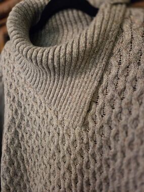 Retrology Marled Taupe Asymmetrical Cowl Neck Cable Knit Sweater Size 2X